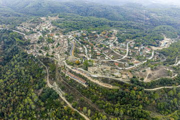 Aerial panoramic view of Talamanca in the Bages province of Barcelona, Spain