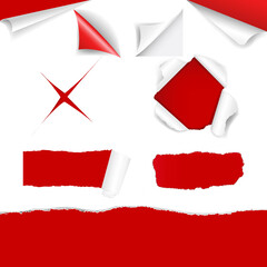 Red Ripped Paper Big Set