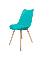 Turquoise Modern chair close up isolated on a transparent background - obrazy, fototapety, plakaty
