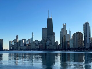 Fototapeta na wymiar Chicago, Illinois, City skyline with reflection