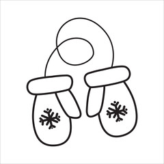 Mittens. Winter clothes.Vector illustration isolated on white background. Doodles on the theme of winter.