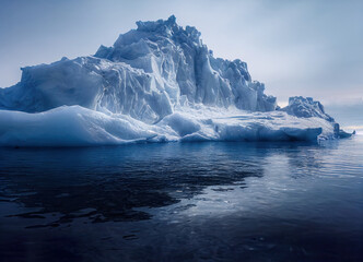 Fototapeta na wymiar Wonderful matteainting of iceberg and ice melting in the sea and ocean global warming environment warning
