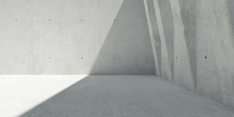 Abstract empty, modern concrete walls exterior room with sunlight shadow in the corner and pillars - industrial exterior background template