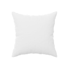 Single white pillow isolated on white background, flat lay top view from above