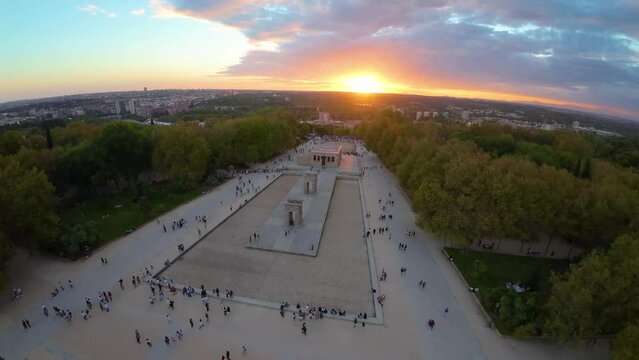 Temple of Debod, Madrid Skyline, Spain Travel Footage, Beautiful Espana
