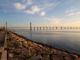 Long bridge over an expanse of water