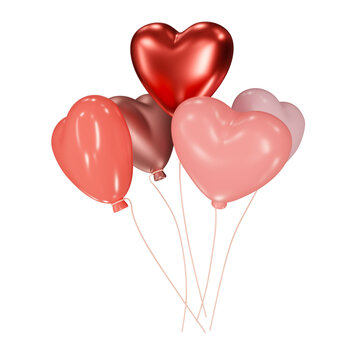 Pink hearts baloon icon 3D illustration