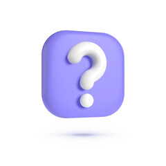 Question mark 3D icon on white background. Realistic 3d purple question mark vector illustration. Business icon, symbol for business. businessman icon. Vector illustration