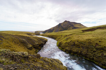 beautiful river in the mountains iceland