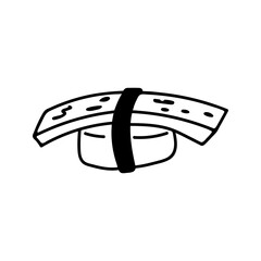 Japanese sushi nigiri in hand drawn doodle style. Asian food for restaurants menu