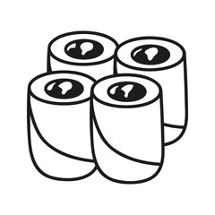 Japanese sushi roll set in hand drawn doodle style. Asian food for restaurants menu