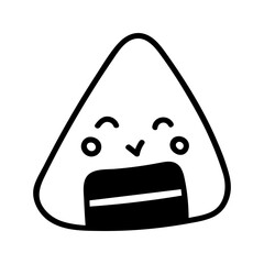 Japanese sushi onigiri in hand drawn doodle style. Asian food for restaurants menu