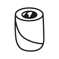 Japanese sushi roll in hand drawn doodle style. Asian food for restaurants menu