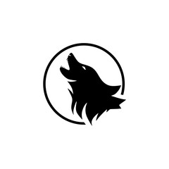 Wolf symbol in circle shape. Wolf logo design in minimalist style. Wolf sign isolated on white background. vector illustration eps10