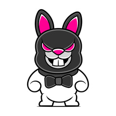 Rabbit illustration on white background. Negative space design. Vector icon template for your logo or corporate b