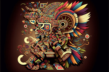 Aztec abstract god of sun