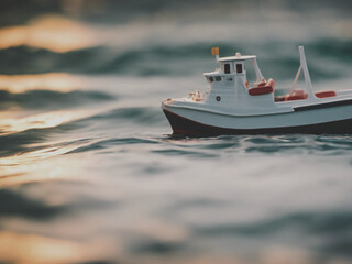 toy boat in the sea