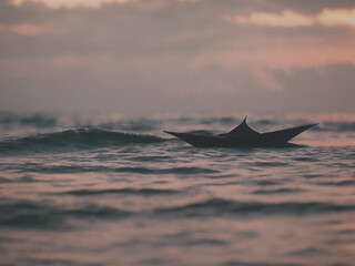 paper boat in the ocean