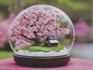 cherry blossom snow globe