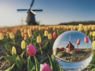 windmill and tulips