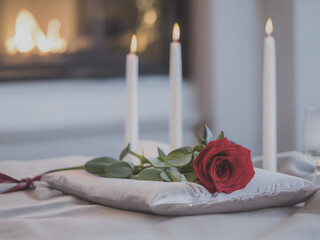 candle and roses