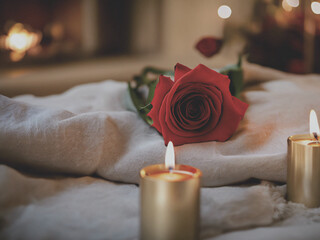 candle and rose