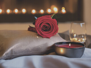 candle and rose petals