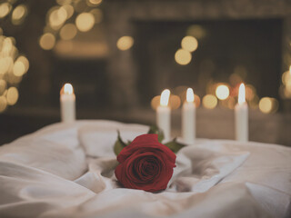 candle and rose