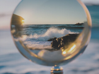 glass sphere on the beach