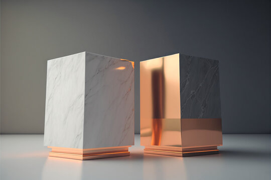 Modern Marble and Rose Gold Pedestals
