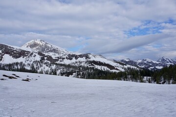 Fototapeta premium Snow mountains in the Bavarian Alps in Berchtesgaden
