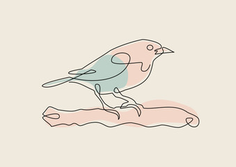 A bird pastel color line art design vector