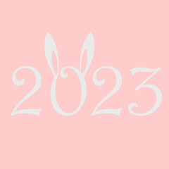 new year card with rabbit 2023, happy holiday