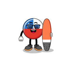 Mascot cartoon of chile flag snowboard player