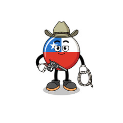 Character Illustration of chile flag catching money with a magnet