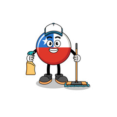 Character mascot of chile flag doing shooting range