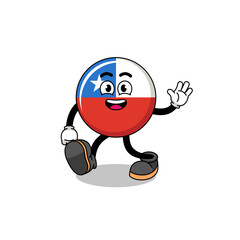 chile flag cartoon doing wave hand gesture