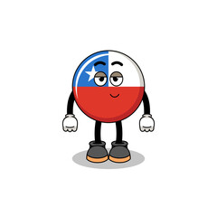 chile flag cartoon searching with happy gesture
