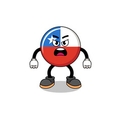 chile flag cartoon illustration with sad face