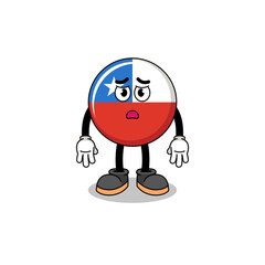 chile flag cartoon illustration doing stop hand