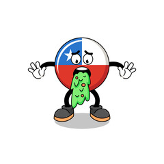 chile flag mascot cartoon is playing skipping rope