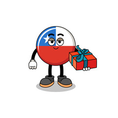 Fototapeta premium chile flag mascot illustration rich man holding a money sack