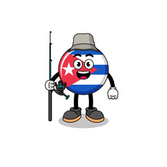 Mascot Illustration of cuba flag fisherman