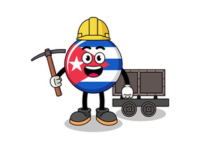 Mascot Illustration of cuba flag miner