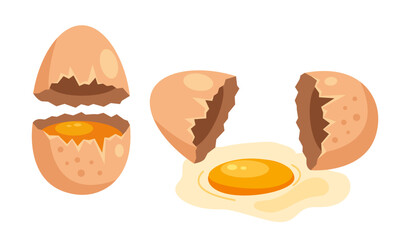 Broken egg with yolk abstract concept. Vector graphic design illustration element