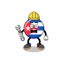 Character Illustration of cuba flag with 404 error