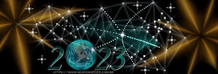  Global world network digital background 2023 New Year