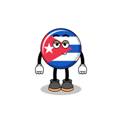 cuba flag cartoon couple with shy pose