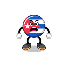 cuba flag cartoon illustration with angry expression