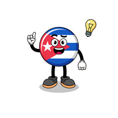 cuba flag cartoon with get an idea pose